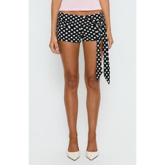 Princess Polly Declanne Wrap Polka Dot Micro Shorts in Black Polka at Nordstrom, Size 10
