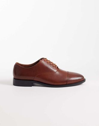 Asos Scarpe Oxford in pelle color cuoio con punta-Marrone