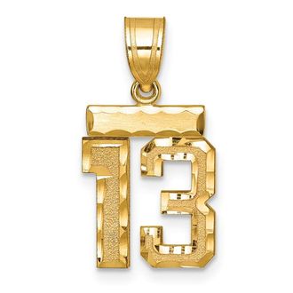 Diamond2Deal 14k Yellow Gold Small Brushed Diamond-cut Number Charm Pendant
