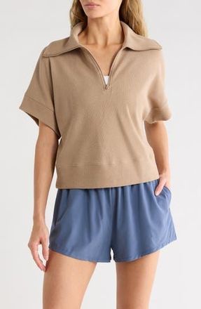 Zella Rejuvenate Quarter Zip Pullover in Tan Portabella at Nordstrom Rack, Size Large
