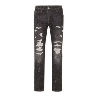 Philipp Plein Slim-fit Jeans, male, Gray, Size: W33 Super Straight Cut Trousers