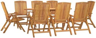 vidaXL Juego De Comedor Para Jard&iacute;n 9 Piezas Madera Maciza De Teca Vidaxl