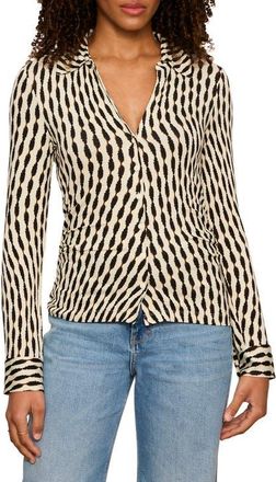 Sanctuary Juno Print Shirt in Inkblot White at Nordstrom, Size Xx-Large