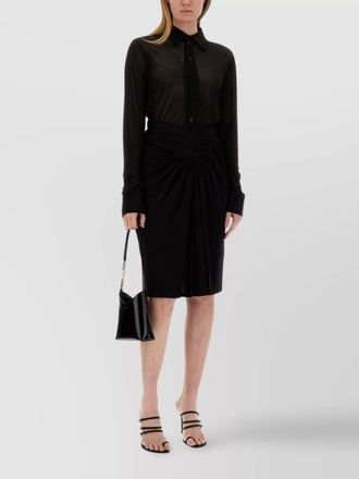 Saint Laurent long sleeve sheer collared jersey top