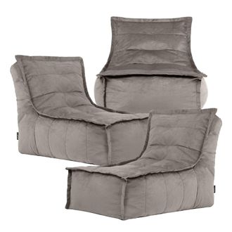 Icon Brand Dolce Large Beanbag Lounger, Velvet (3-Pack) in Charcoal