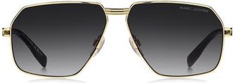 Marc Jacobs 61mm Gradient Navigator Sunglasses in Gold Black/Dark Grey Sf at Nordstrom