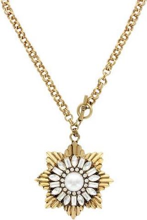 Olivia Welles Gala Pendant Necklace in Burnished Gold /Clear at Nordstrom Rack
