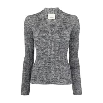 Isabel Marant Zoria Knitted Jumper - female - Isabel Marant - V-neck Knitwear - Gray - S - Knitwear