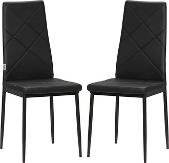 HOMCOM Set Di 2 Sedie Da Cucina Con Schienale Alto Finta Pelle E Acciaio Nero - Homcom