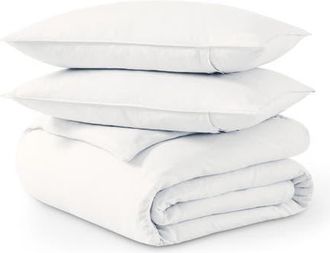 Bare Home 100% European Linen Duvet Cover and Sham Set in White at Nordstrom, Size King