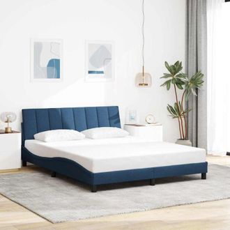 vidaXL Cama Sin Colch&oacute;n Tela Azul 160x200 Cm Vidaxl