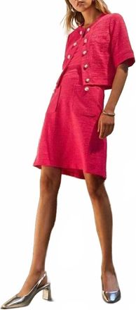 Joseph Ribkoff Bouclé A-Line Mini Skirt In Pink