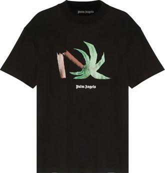 Palm Angels SS22 Broken Palm Classic T-Shirt Black Green PMAA001S22JER0221055