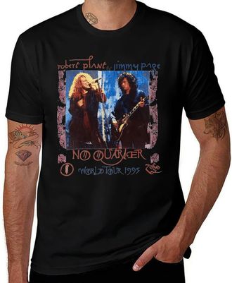Generic Led Music Zeppelin Robert Rock Plant & Jimmy Guitarist Page 1995 World Tour Retro T-Shirt - Vintage Rock Band Concert Tee for Men and Women Black-Styl
