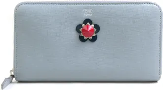 Fendi Light Gray Leather Long Wallet (Bi-Fold) (Pre-Owned)