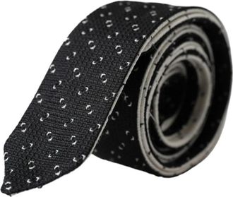 Dolce & Gabbana Zwart Wit Patroon Verstelbare Stropdas - Heren - Stropdassen - Zwart - ONE Size - Accessoires
