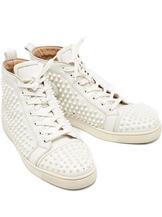 Christian Louboutin spiked leather high-top sneakers - White