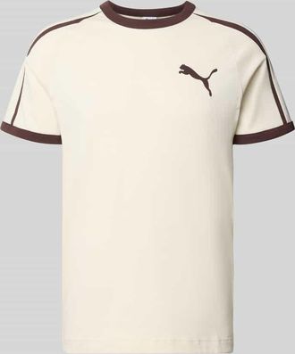 Puma Regular Fit T-Shirt mit Logo-Print in Ecru, Gr&ouml;&szlig;e XXL
