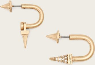 AllSaints Brass Laio Spike Front Back Earrings, Size: One Size