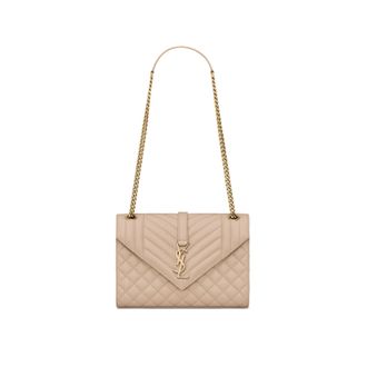 Saint Laurent Womens Envelope Medium Bag - Beige Leather - One Size