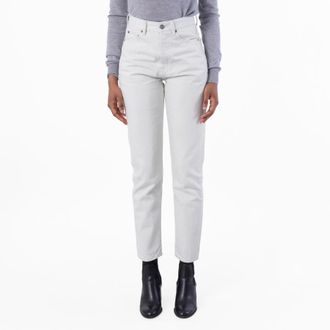 Saint Laurent Chalk White Denim Slim-Fit Jeans, Waist Size 26