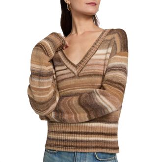 Veronica Beard Diora Pullover Sweater In Desert Khaki Multi