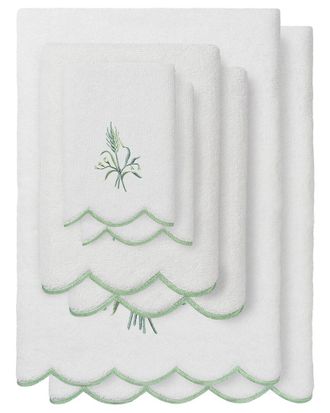 Linum Home Textiles 100% Turkish Cotton Whitney Scallop 6Pc Embellished Towel Set