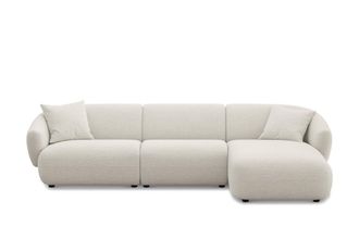 Castlery Auburn Chaise Sectional Sofa Right Facing Customized, (Performance Classic Twill) Cream, Spill Resistant, Modular for Sofas by Castlery