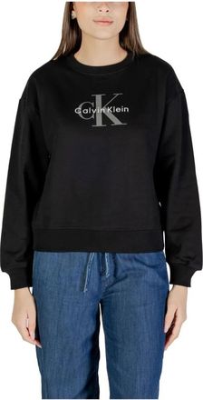 Calvin Klein Jeans Gedrukte Crewneck Sweatshirt - Dames - Sweatshirts - Zwart - XS - Katoen - Hoodies & sweatvesten