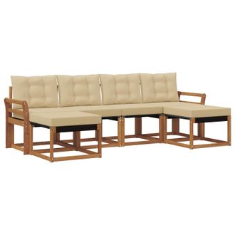 vidaXL Conjunto De Sof&aacute;s De Exterior Con Coj&iacute;n 6 Pcs Natural Y Beige Vidaxl