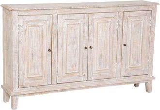 Wanderlust Deco Aparador de madera blanco envejecido 152x27x91h cm
