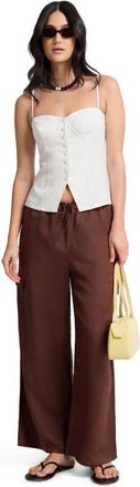 Onia Air Linen Fitted Corset Underwire Top in Egret at Nordstrom, Size 10