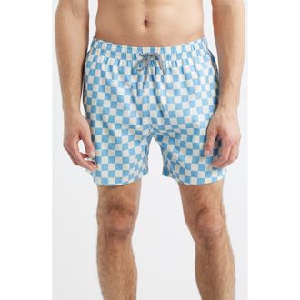 Boardies Checkerboard Print Swim Trunks in Blue/Cream at Nordstrom, Size Xx-Large