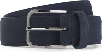 BOSS Leather business belt with polished gunmetal buckle