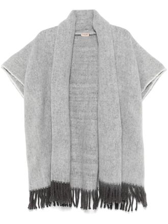 Twin-Set Poncho met franje - Grijs