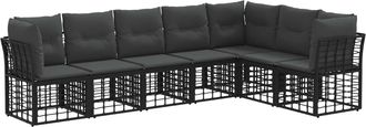 vidaXL Conjunto De Sof&aacute;s De Exterior Negro Poli&eacute;ster Vidaxl