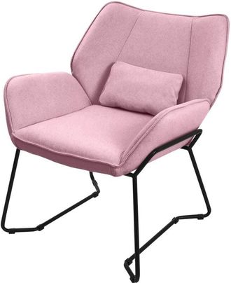 ML Design Sillón de Salón, Rosa Asiento Reclinable de Comedor con Respaldo Extraíble y Reposabrazos Diseño Ergonómico Mueble Tapizado con Funda de Lino y Cojín