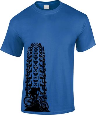 Bang Tidy Clothing Mens Downhill MTB Tyre Track Mountain Biking T Shirt Royal S
