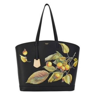 Ferragamo Botanical Apple Print Leather Tote Bag