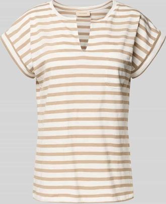 Freequent T-Shirt mit V-Ausschnitt Modell Viva in Taupe, Gr&ouml;&szlig;e S