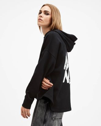 AllSaints Cotton Orlando Etie Oversized Logo Hoodie, Size: XS