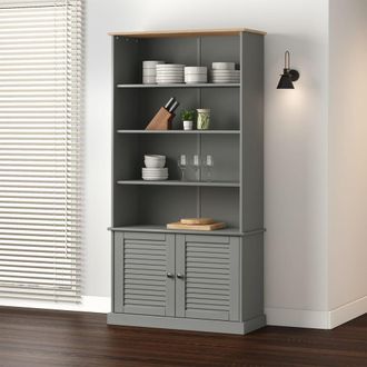 Berkfield Home Bookcase VIGO Grey 85x35x170 cm Solid Wood Pine | Size: 85 x 35 x 170 cm
