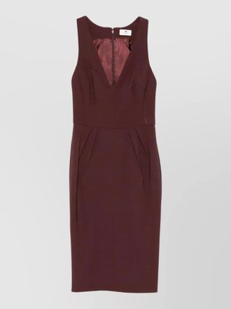 Elisabetta Franchi crepe sheath dress v neck fitted waist