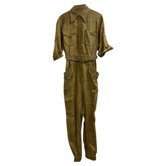 Zimmermann Belted Jumpsuit in Khaki Linen