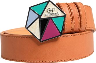 Gianfranco Ferre Leather Hexagon Metal Buckle Waist Women Womens Belt