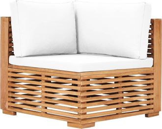 vidaXL Vidaxl - Sof&aacute; De Esquina De Jard&iacute;n Coj&iacute;n Color Crema Madera Maciza Teca