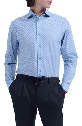 Bugatchi Devon OoohCotton Circle Print Button-Up Shirt in Air Blue at Nordstrom, Size Xxx-Large