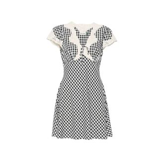 Rixo Lacie Lace-trim Gingham Mini Dress