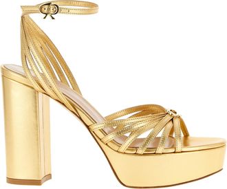 Gianvito Rossi Gold Lamb Leather Stiletto Heel Womens Sandals