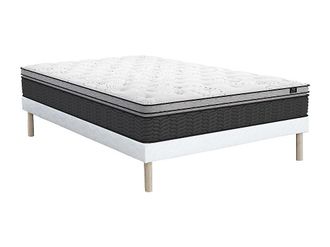 Vente-Unique Conjunto somier + colch&oacute;n h&iacute;brido de muelles ensacados y cubrecolch&oacute;n GAMIANI de YSMEE - 35 cm de grosor - 160 x 200 cm